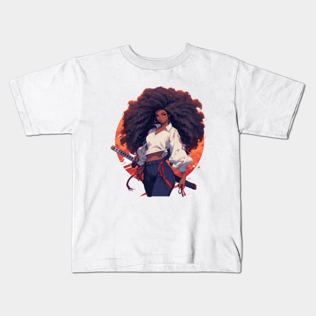 Afro Samurai Girl Kids T-Shirt by Genbu